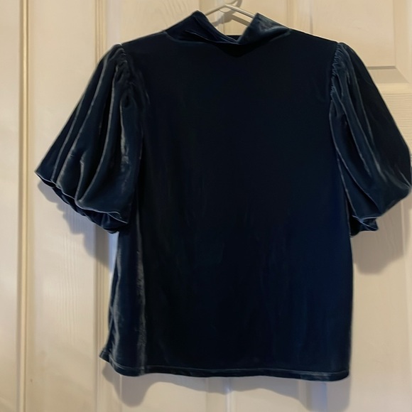 Free people Claudia puff sleeve mock neck velvet tee blouse - Picture 8 of 8